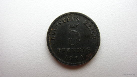 Германия 5 пфеннигов 1921 Е