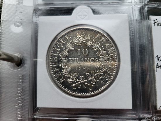 10 франков 1965 Франция, Геркулес! Чекан! Серебро 25 грамма 900 пробы 0,723 унции! ВОЗМОЖЕН ОБМЕН!
