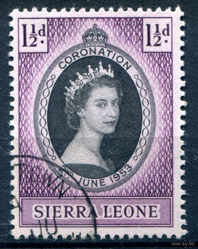 Британские колонии - Сьерра Леоне - 1953г. - коронация королевы Елизаветы II - 1 марка - полная серия, гашёная [Mi 175]. #2-Bc-62-A-1