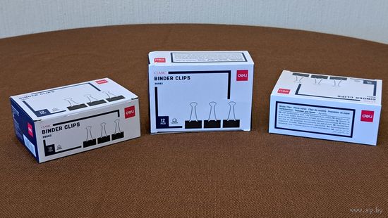 Зажимы для бумаги Binder clips DELI 2 коробки х 12 штук длина 41 мм.
