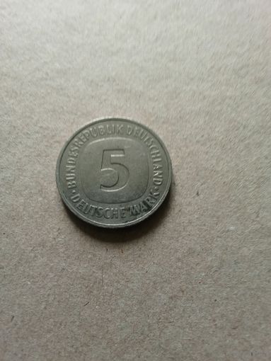 Германия ФРГ 5 марок 1989 г. J (*). Сохран!!!