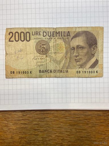 Италия. 2000 лир 1990 год. -1001