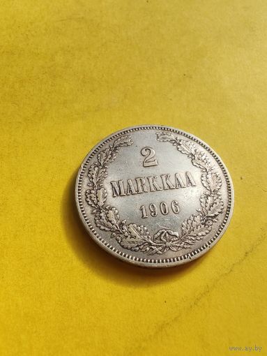2 марки 1906 года L. Для Финляндии, отличная монета. СМОТРИТЕ ДР. МОИ ЛОТЫ.. Большая распродажа!
