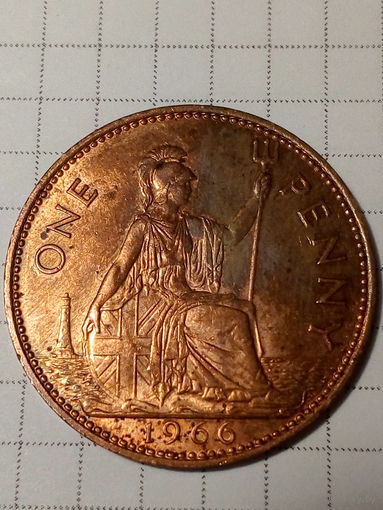 2 пенса Великобритания 1966 год