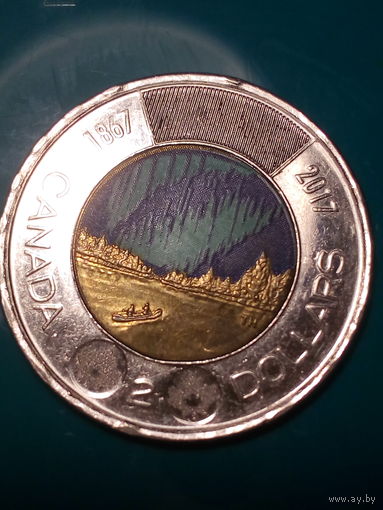 2 доллора Канада 2017 .. сияние цвет..