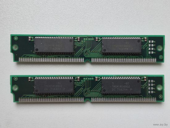 Модули SIMM RAM, 2 штуки, чипы TI TMS418169DZ-60