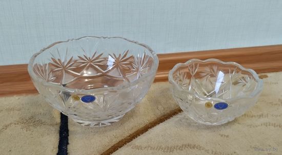 Ваза салатница хрусталь Неман 2 шт одним лотом не пользованные