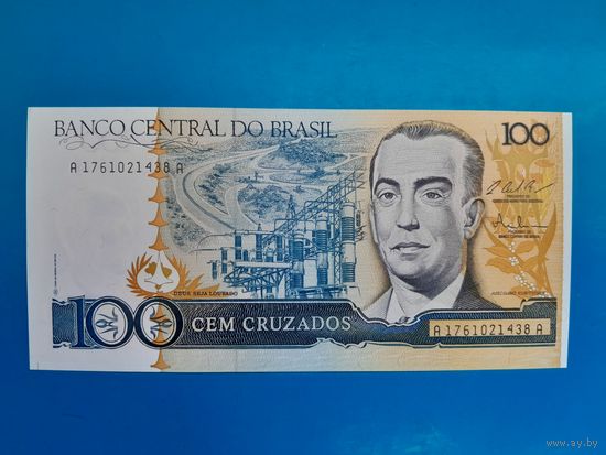 100 крузадо 1987 года. Бразилия. UNC. Распродажа.