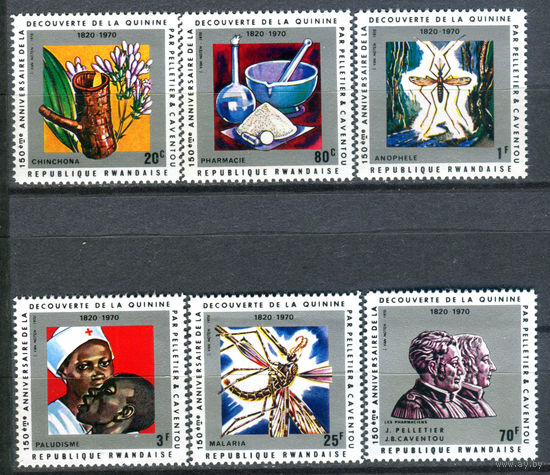 Руанда - 1970г. - 150 лет открытия хинина - 6 марок - полная серия, MNH [Mi 408-413]. #O-Se-Z-1-11