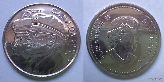 Канада, 25 центов 2005 (Год Ветеранов)
