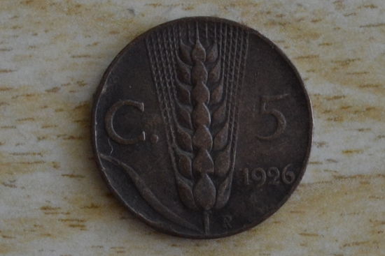 Италия 5 чентезимо 1926 с 1 руб