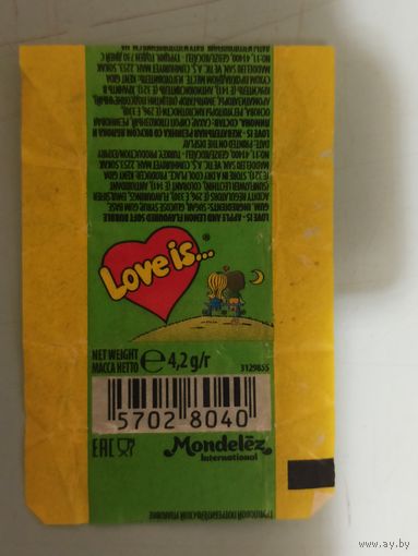 Обвертка жевачки Love is