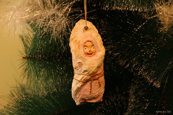 Ёлочная игрушка папье-маше, "Ребёнок в конверте".