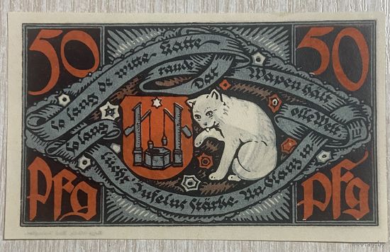 Нотгельд 50 пфеннигов 1921 год. Зальцуфлен. Веймарская республика