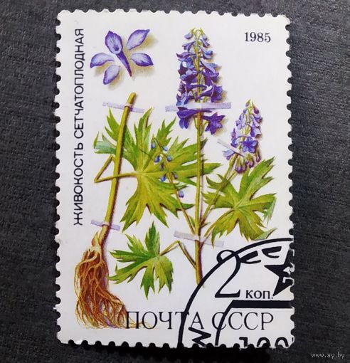 Марка СССР 1985 год Лекарственные растения