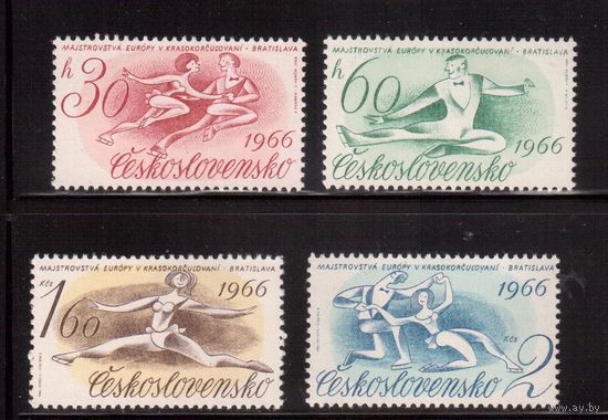 Чехословакия-1966,(Мих.1592-1595) , ** , Спорт, Фигурное катание