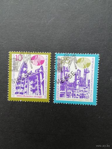 ГДР 1971 Полная серия марок "Международная осенняя торговая ярмарка в Лейпциге" (спецгашение с клеем) Mi.1700-1701 каталог 0.80 евро