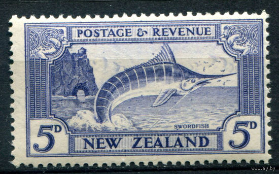 Британские колонии - Новая Зеландия - 1935г. - рыба, 5 p - 1 марка - MNH [Mi 196]. #3-WB-102-B-1