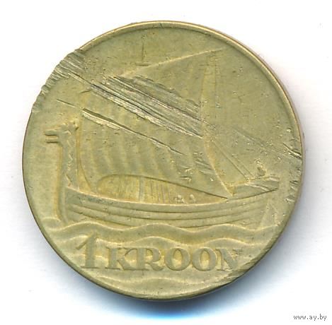 Эстония 1 крона 1934 г. Парусник Ni-Lt _состояние VF