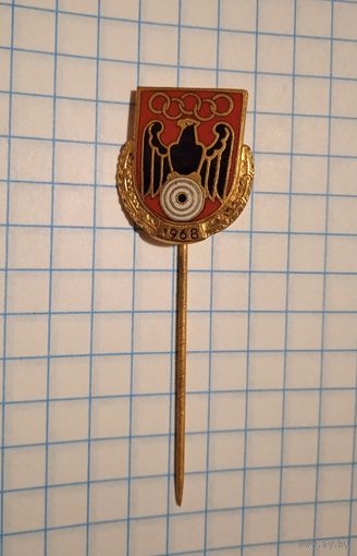 Знак олимпиада 1968 Мехико стрельба