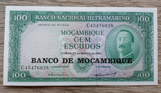 Werty71 Мозамбик 100 эскудо 1976 колония Португалии 1961 UNC банкнота большой формат