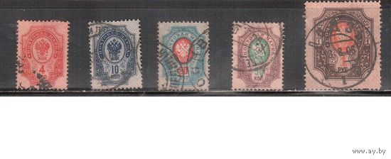 Россия-1904 (Заг.75-80) гаш., с ВЗ (верт.),  14-й выпуск, Царская Россия, 5 марок(2)