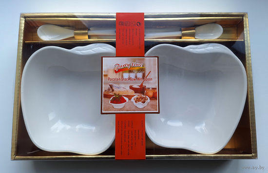 Подарочный набор 2 салатницы, 2 ложки (фарфор)