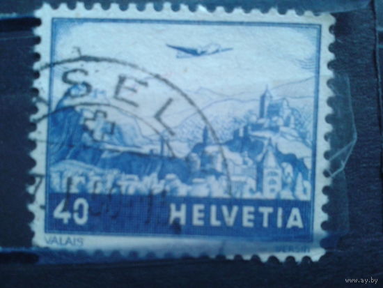 Швейцария, 1948, Самолет над пейзажем, Михель 3,5 евро, гаш.