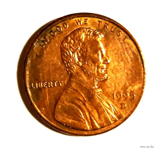 США. 1 цент 1995 г. D