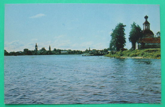 Озеро Селигер. Вид на Осташков с озера. Чистая. 1968 года.