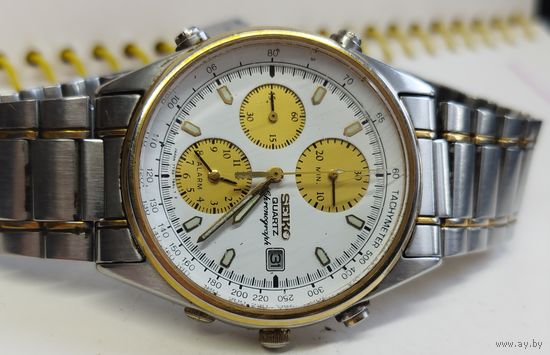 Часы "Seiko" будильник,хронограф,корпус нерж.Сталь