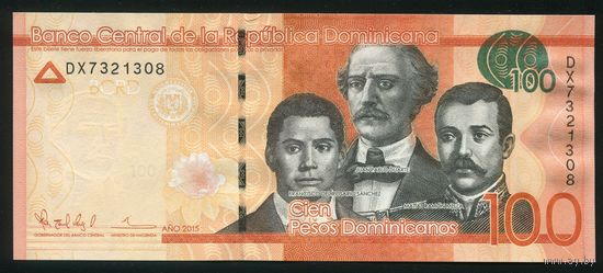 Доминиканская Республика (Доминикана) 100 песо 2015 г. P190b. Серия DX. UNC