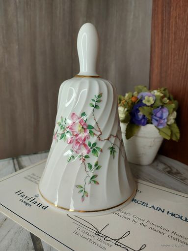Фарфоровый коллекционный колокольчик Haviland Лимож, Франция, сертификат соответствия, клеймо