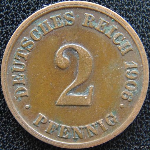 YS: Германия, Рейх, 2 пфеннига 1906J, KM# 16