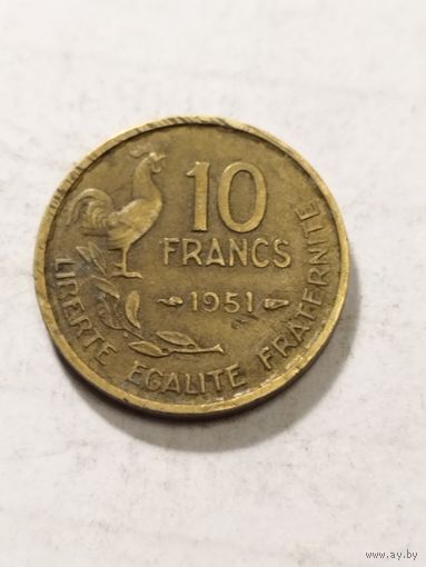 Франция 10 франков 1951