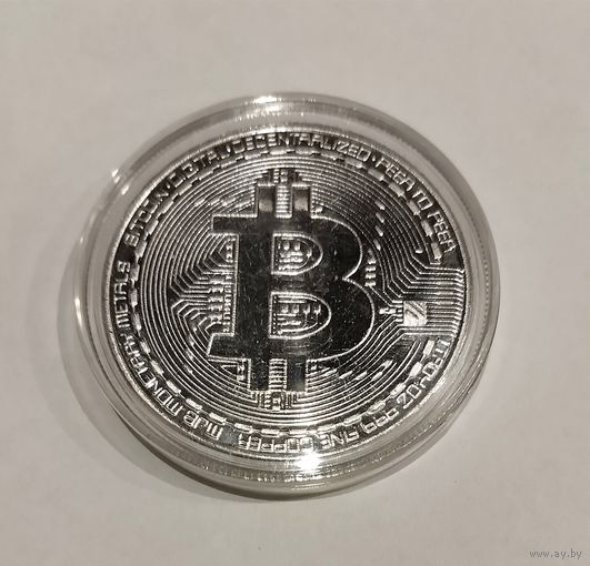 Биткоин в серебре.40 мм