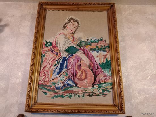 Вышивка старинная, 77х57см.