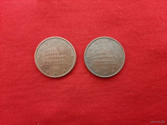 5 евроцента 2005, 2009 год Италия