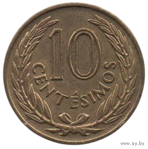 Восточная Республика Уругвай. 10 сентесимо 1960. Брак. Расслоение заготовки.