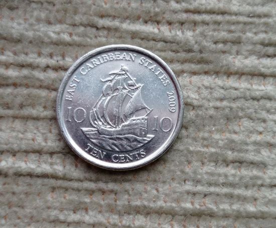 Werty71 Карибские острова 10 центов 2009 Елизавета 2 Карибы Корабль