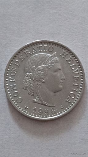 Швейцария. 20 раппен 1998 года.