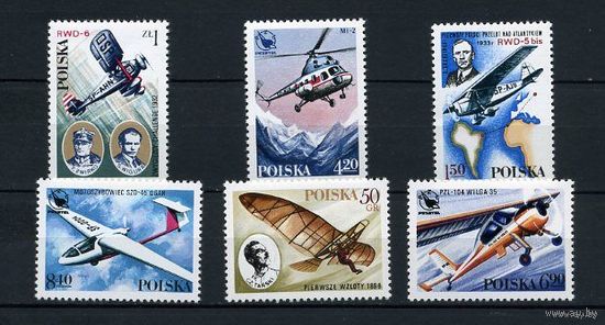 1978 Польша история авиация самолёты вертолёт пилоты Mi-2551-2556 6х-марок**