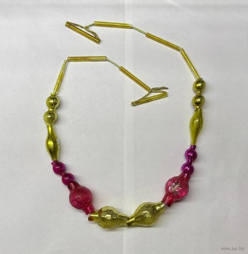 Старинные елочные бусы стеклярус К.5