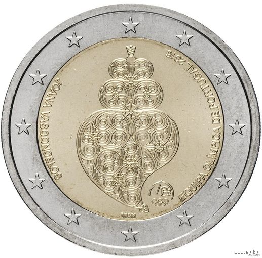 2 евро 2016 Португалия Олимпийские игры в Рио UNC из ролла