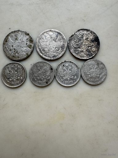 Серебряная мелочь РИ 7штук