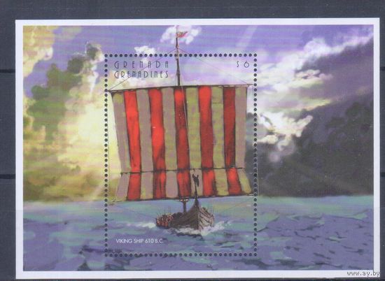 [2480] Гренада-Гренадины 1996. Корабль викингов.Парусники. БЛОК MNH