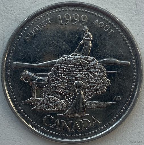 Канада 25 центов 1999 г. Август