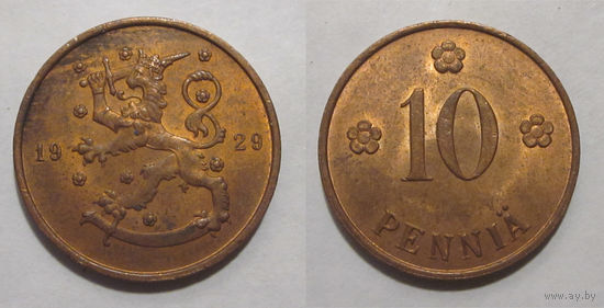 Финляндия - 10 пенни 1929 aUNC