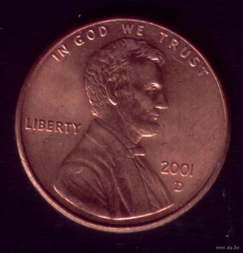 1цент 2001 год D США