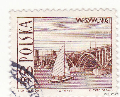 Понятовский мост, Варшава, и парусник 1966 год